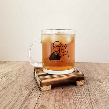 【客自畫】簡約萌萌像_玻璃杯_附贈手機桌布