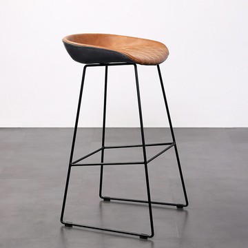 ??快速出貨 可開發票 高腳凳簡約皮質酒吧椅子復古工業風島臺椅金屬loft加高凳子珠寶店