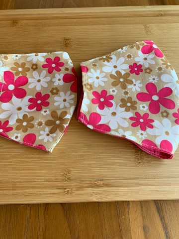 文青風環保純棉透氣布口罩套親子組優惠 小太陽花朵 溫柔粉