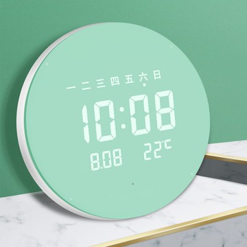 掛鐘客廳家用時尚夜光免打孔彩色LED電子靜音創意現代木質石英表