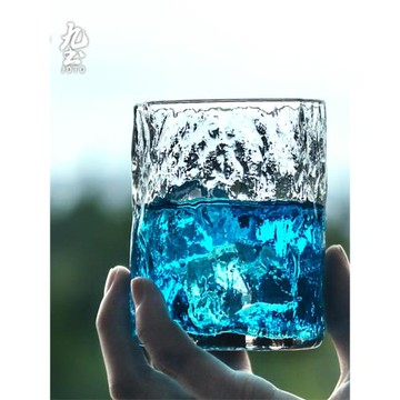 九土日式錘紋玻璃酒杯家用水杯茶杯簡約酒吧果汁洋酒杯子初雪杯