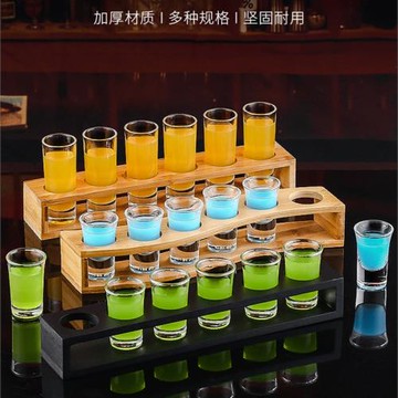 竹木仿木杯架子彈杯白酒杯吞杯b52烈酒杯一口杯酒杯套裝ktv酒杯架