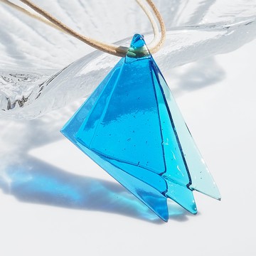 玻璃羽毛 (Wing【綠松石】) 項鍊 【可選繩飾顏色、長度】【訂製生產】