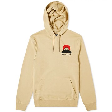 左胸 富士山 刷毛帽T 中性版 卡其色   Mt Fuji 3776 日本 東京