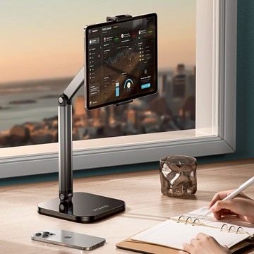 LQ 911 720°六棱碳素鋼多功能平板支架手機支架 黑色