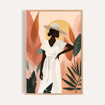 現代極簡人物插畫 掛畫 畫芯 海報 無框畫 / 白日暖光 Warm Light