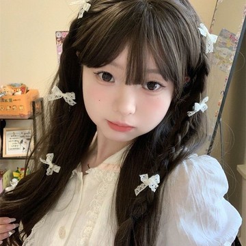 田園風頭飾 米白色蕾絲髮飾 6只裝 迷你小號蝴蝶結髮夾 編髮髮飾 碎髮夾 少女頭飾