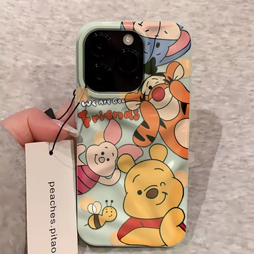 可愛維尼熊適用蘋果17Promax手機殼iPhone16Plus軟殼15隕石紋理14大孔13波浪紋12趣味11保護殼