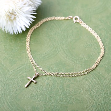 【Angel & Me】簡約 水滴 十字架 14KGF 包金手鍊 腳鍊 生日禮物