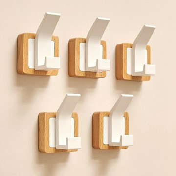 【含稅/免運】 原木掛鉤粘鉤一排更衣室免打孔強力掛衣鉤壁掛式客廳臥室門后衣鉤