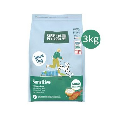 即期良品 Green Petfood 德國綠自然 昆蟲蛋白+大米 無麩質低敏成犬飼料 3kg (敏感配方 狗飼料 狗乾糧 環保 綠色食品 減碳)