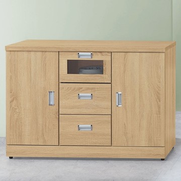 文創集 比佛4尺二門三抽低餐櫃/收納櫃-121x43x86cm免組