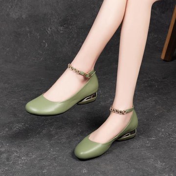 2025新款春季單鞋平底真皮女鞋圓頭淺口軟底軟皮鞋媽媽鞋低跟船鞋