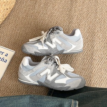 🔥台灣出貨🔥複古德訓鞋女網麵透氣運動平底百搭阿甘鞋運動鞋