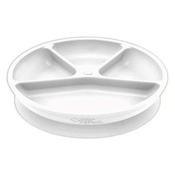 美國 green sprouts 超防滑寶寶學習吃飯矽膠學習餐盤_純白_GS152302-W