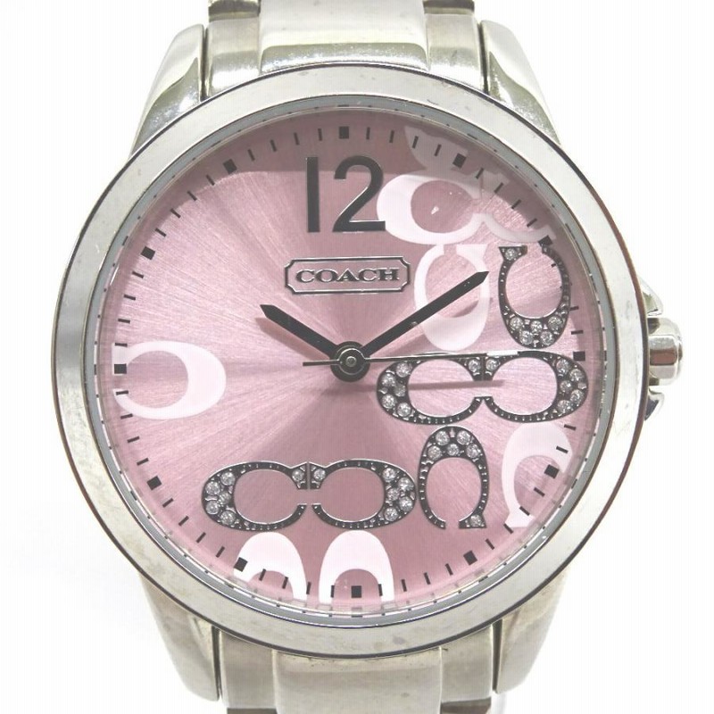 コーチ ラウンド シグネチャー柄 ピンク文字盤 コーチ24年新作腕時計