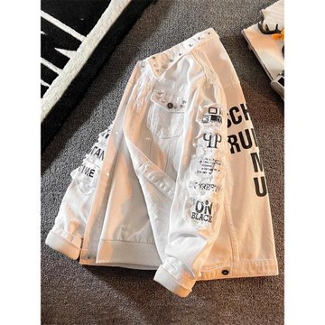 潮牌黑色牛仔外套男士春秋冬季2025新款韓版潮流痞帥休閑夾克男款