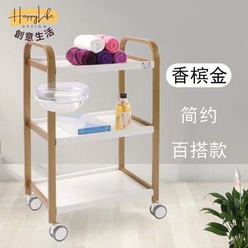 工廠直銷 美睫美甲理發店推車 美甲美睫化妝工具車 輕奢工具推車 手推車 美容院專用置物架 三層帶抽屜鐵架新店開業 全館折扣 售後保障 優選/免運