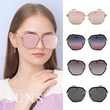 【SUNS】韓版潮流時尚墨鏡 多邊形鏡框 Polarized偏光鏡 防眩光 抗UV(31563)