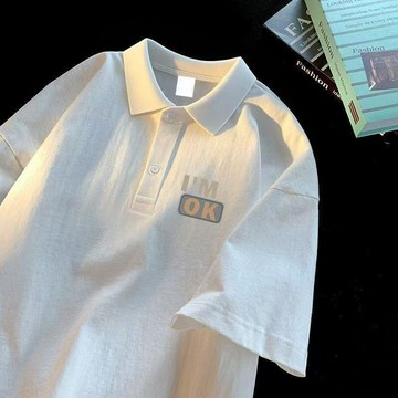 【WYZ】100%純棉夏季新款POLO領簡約短袖t恤男女同款美式寬鬆情侶上衣服