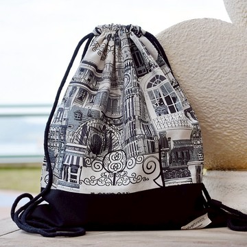 束口後背包/束繩包/束口袋 ~ 倫敦街景(B124) L1
