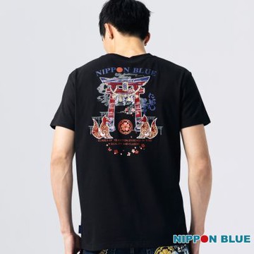 日本藍 BLUE WAY – 御獸千本鳥居短TEE(黑)
