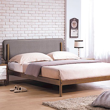 AS DESIGN雅司家具-羅伯特歐淺胡桃6尺床台(皮面)-197*199*96cm