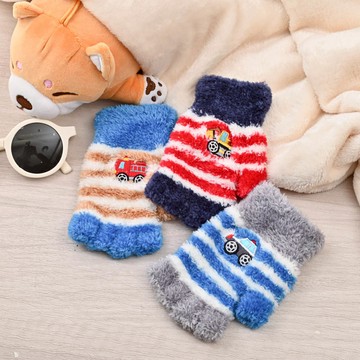 童車刺繡萊卡半指手套-多色任選