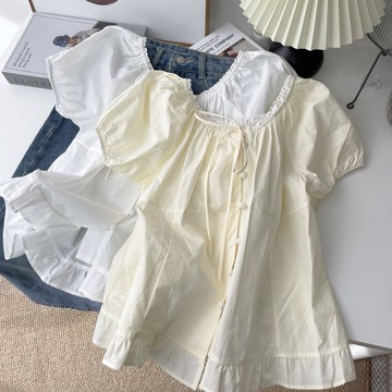 法式蕾絲花邊甜美款襯衫