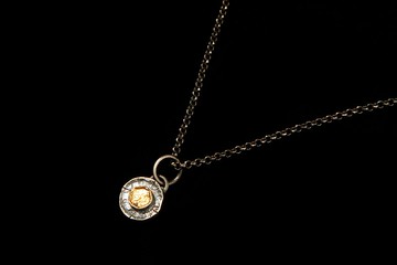 【古幣系列】圓 墜飾 _ 手打形 體厚實 古董紋 熱貼多層純金箔