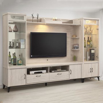 MUNA 炭燒白橡9尺開門高低櫃(全組)