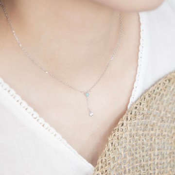 藍托帕石mix天河石925純銀雙寶石Y字項鍊