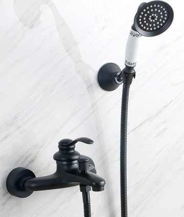 【麗室衛浴】 國產創意古典造型 F-291-1 消光黑 煙燻黑 淋浴龍頭含手持蓮蓬頭