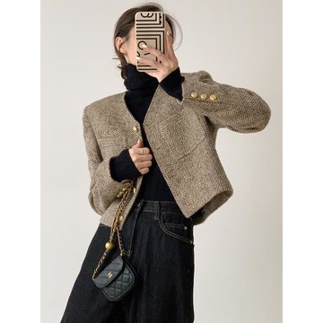 法式小香風外套女秋季2025新款名媛氣質高級感短款小個子毛呢外套