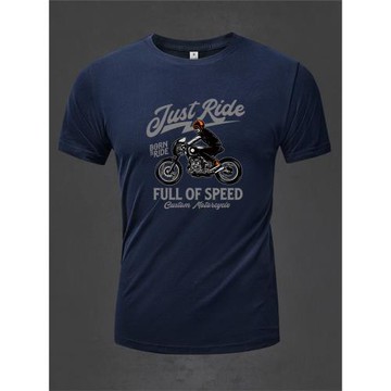 JOZSI甲胄仕美式短袖t恤男潮夏季機車男青年純棉印花圓領寬松大碼