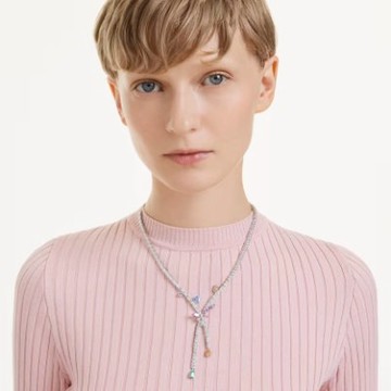 【Swarovski 施華洛世奇】Ariana Grande x Swarovski 項鏈(混合式切割 蜻蜓 漸層色 鍍白金色)  (5737424)
