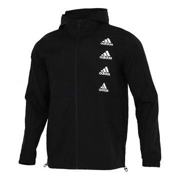 adidas Sports Running Training Woven Hooded Jacket Men Black