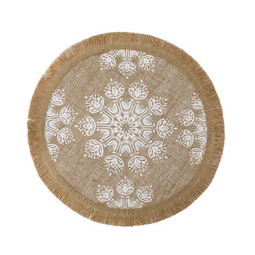 creativeTops 流蘇編織餐墊4入 麻材質  白曼陀羅  42 x 0.1cm  1組