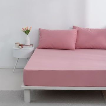 GOODin 竹棉防水床包 2件套 70%竹纖維+30%棉 適用床高38cm  單人3.5 x 6.2尺(105 x 186cm)  粉色