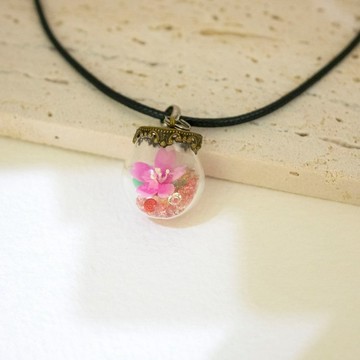 隨風飄落櫻花項鍊 黏土花朵 甜美 個性