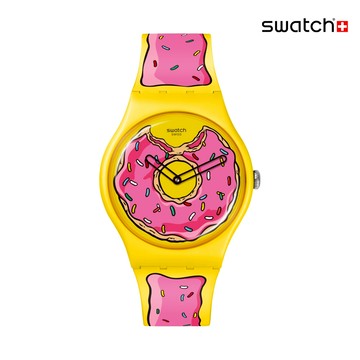 Swatch SECONDS OF SWEETNESS 辛普森家庭/甜甜圈錶 SO29Z134(41mm)【官方旗艦店】