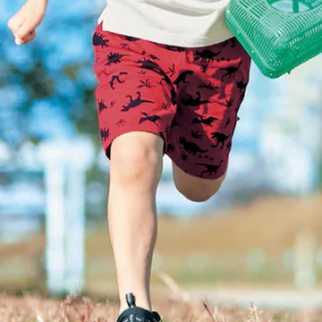 日本千趣會 - GITA 純棉輕薄休閒短褲-恐龍-紅