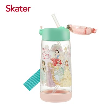 日本 SKATER - 透明吸管水壺(480ml) PET-迪士尼公主My Day-480ml