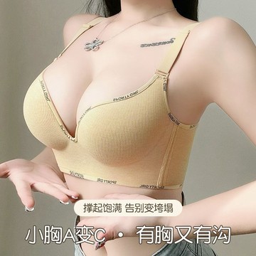 小胸顯大內衣 一片式內衣 小胸聚攏 顯大 無痕 提拉 上托 無鋼圈 收副乳 防下垂內衣 小胸顯大內衣 學生內衣 純棉內衣