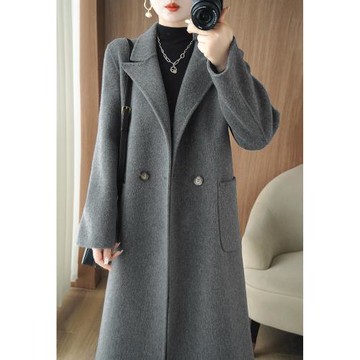 25秋冬新款高端雙面羊絨大衣女中長款過膝羊毛大衣修身加厚外套女