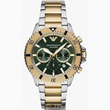 ARMANI手錶，編號AR00080，44mm金色錶殼，金銀相間錶帶款_廠商直送