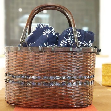 免運 可開票 日式竹編和服包竹包茶道具收納籃竹籃子女士復古竹包