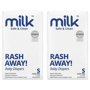 milk 鎖水芯牛奶尿布 黏貼型 4~7kg  96片  S