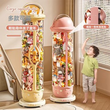 大號娃娃收納桶 星際飛船帶輪款 拉鏈款毛絨玩具收納神器 透明玩偶公仔整理收納筒