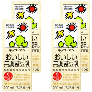 KIKKOMAN 龜甲萬 無調整豆乳 200mL  4入